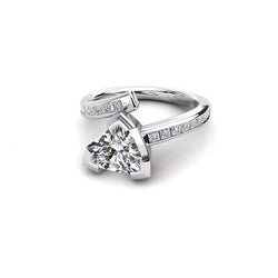 Toi et Moi Trillion And Princess Cut 2.40 Ct Natural Diamonds Engagement Ring