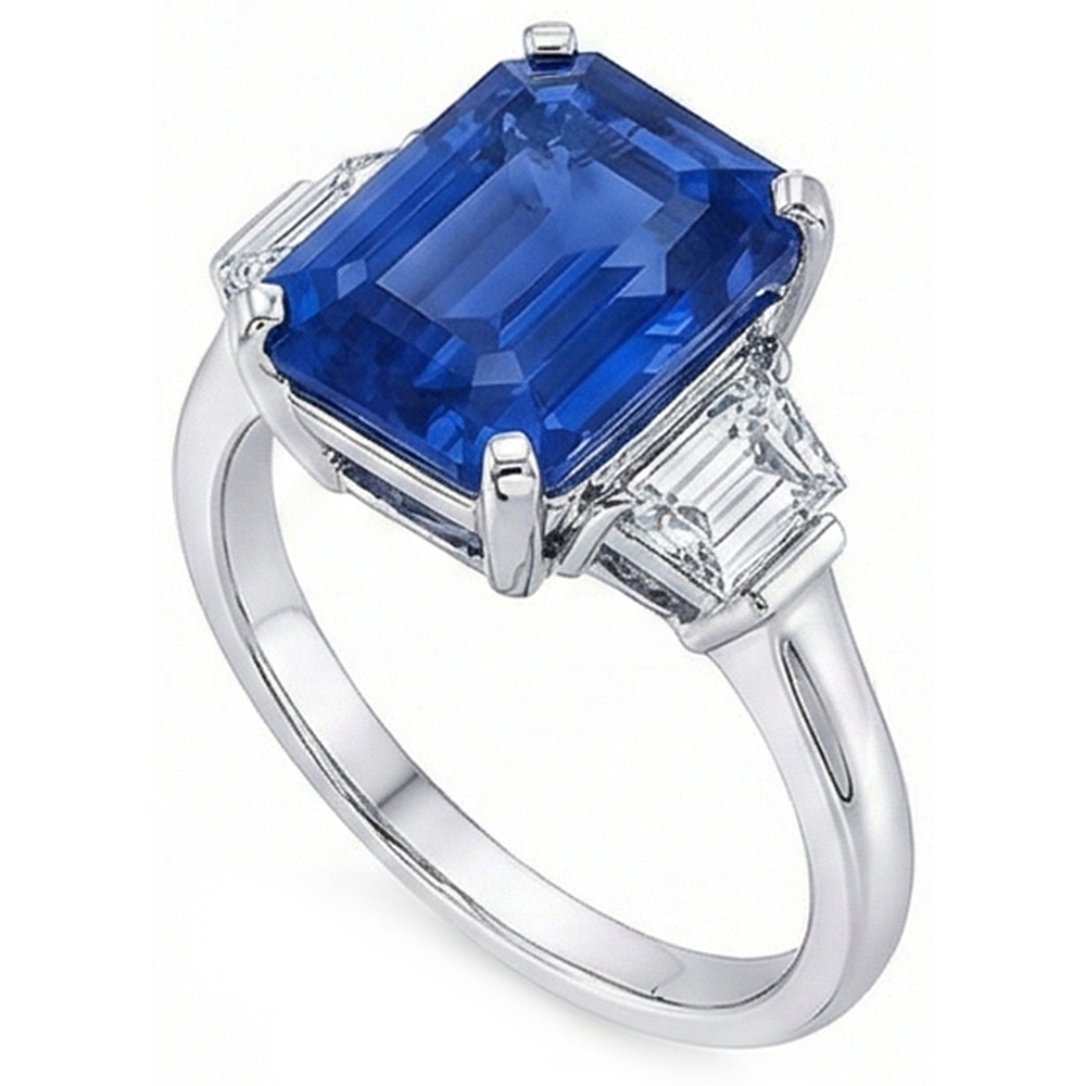 natural emerald sapphire 3.50ct ring top view