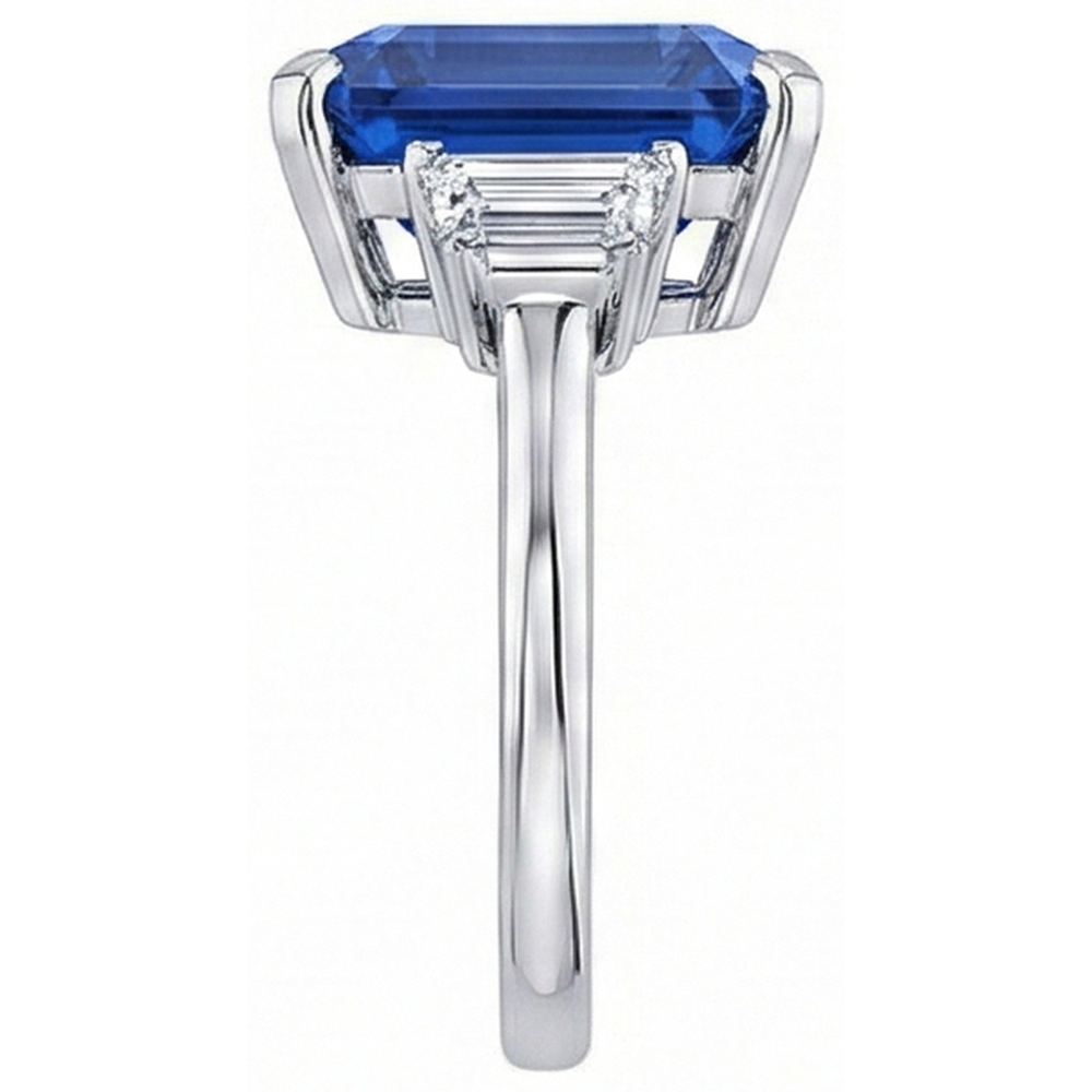 natural emerald sapphire 3.50ct ring profile view