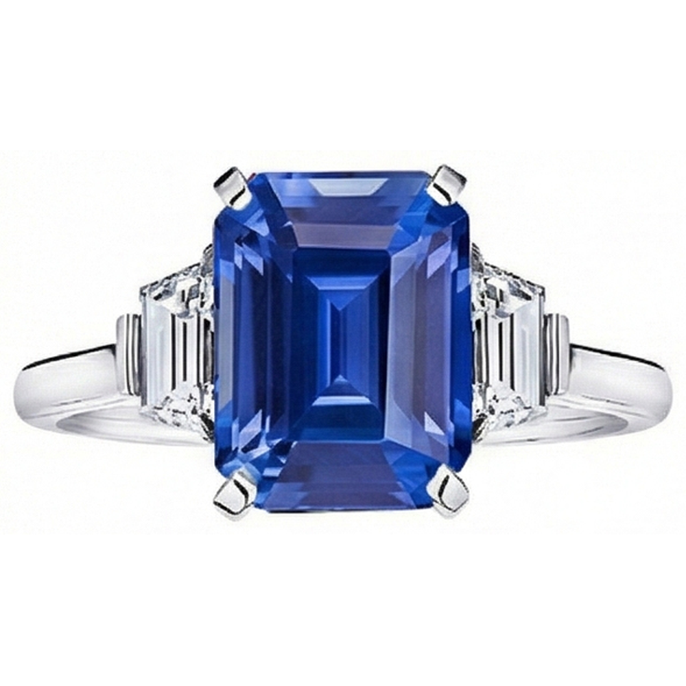 natural emerald sapphire 3.50ct ring close up detail
