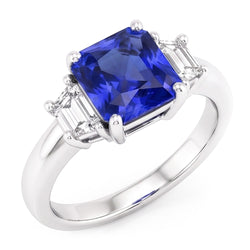 Trapezoid Natural Earth Mined Diamond ( Not Lab Grown ) 3 Stone Radiant Shaped Ring Jewelry 2.50 Carats