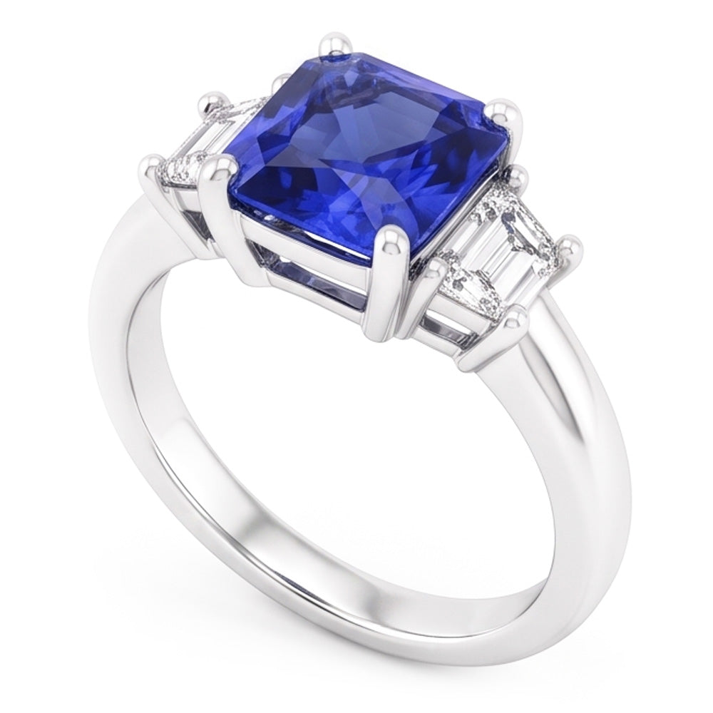 Trapezoid Natural Earth Mined Diamond ( Not Lab Grown ) 3 Stone Radiant Shaped Ring Jewelry 2.50 Carats