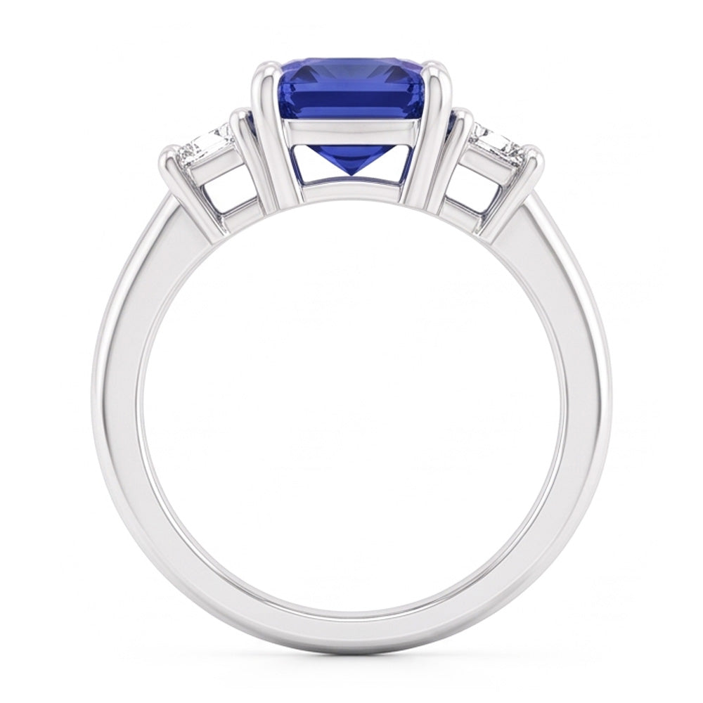 Trapezoid Natural Earth Mined Diamond ( Not Lab Grown ) 3 Stone Radiant Shaped Ring Jewelry 2.50 Carats
