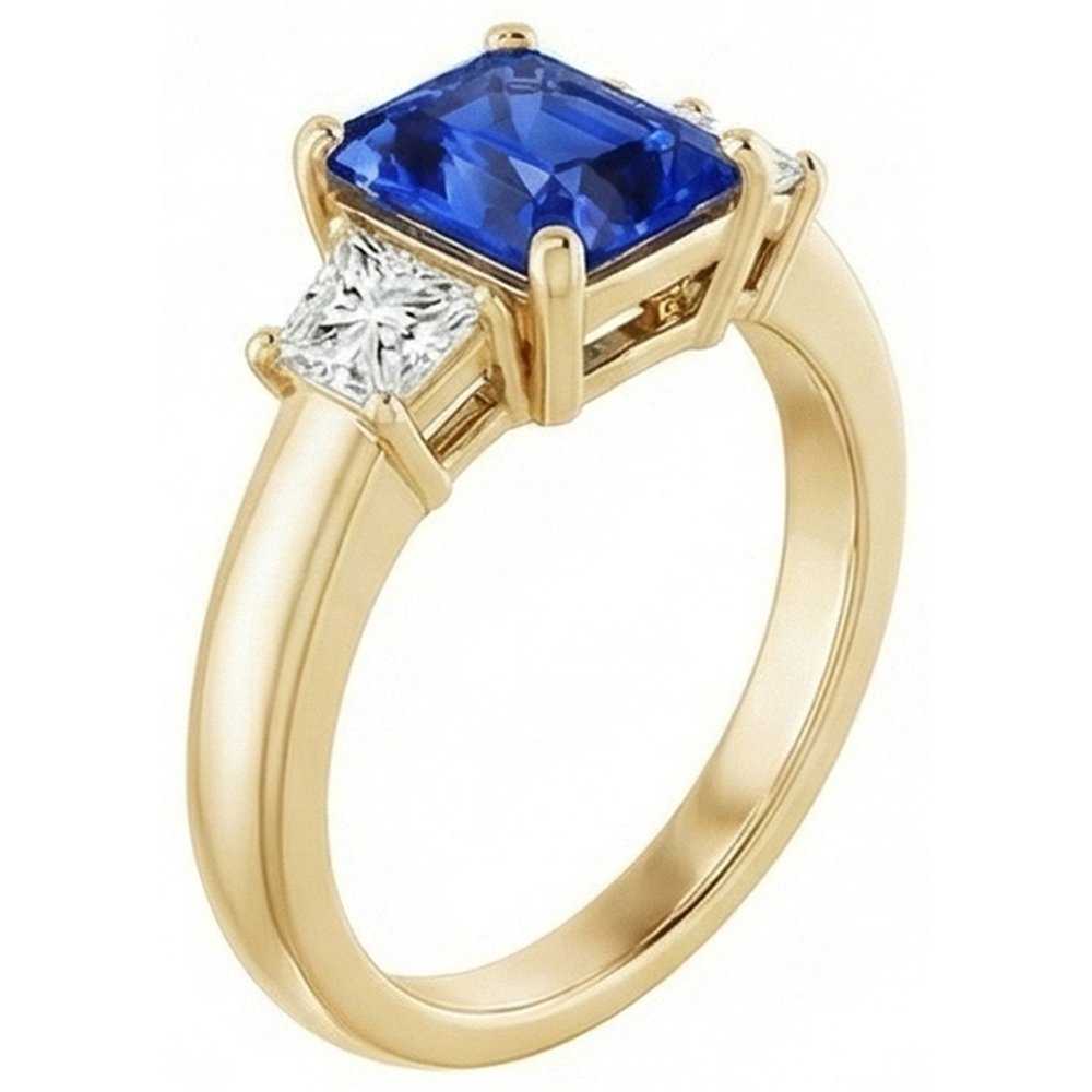 natural radiant sapphire 3ct ring top view