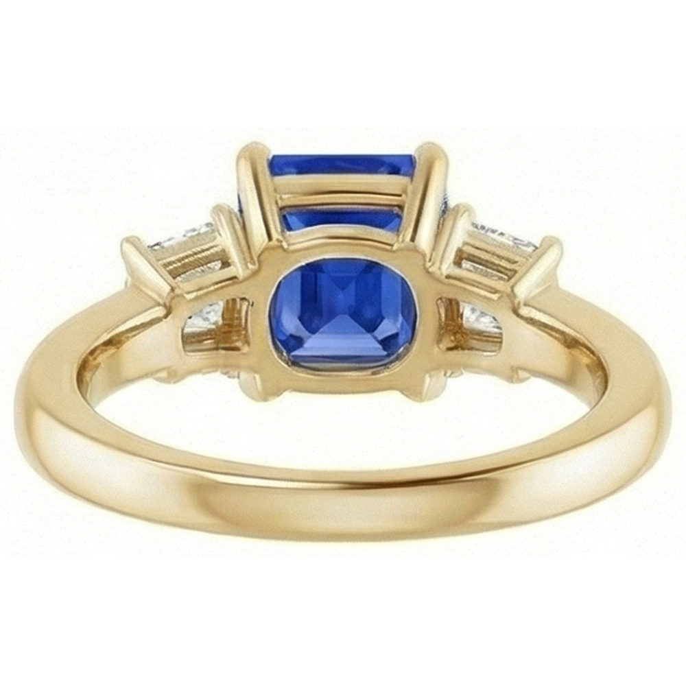 natural radiant sapphire 3ct ring on white background