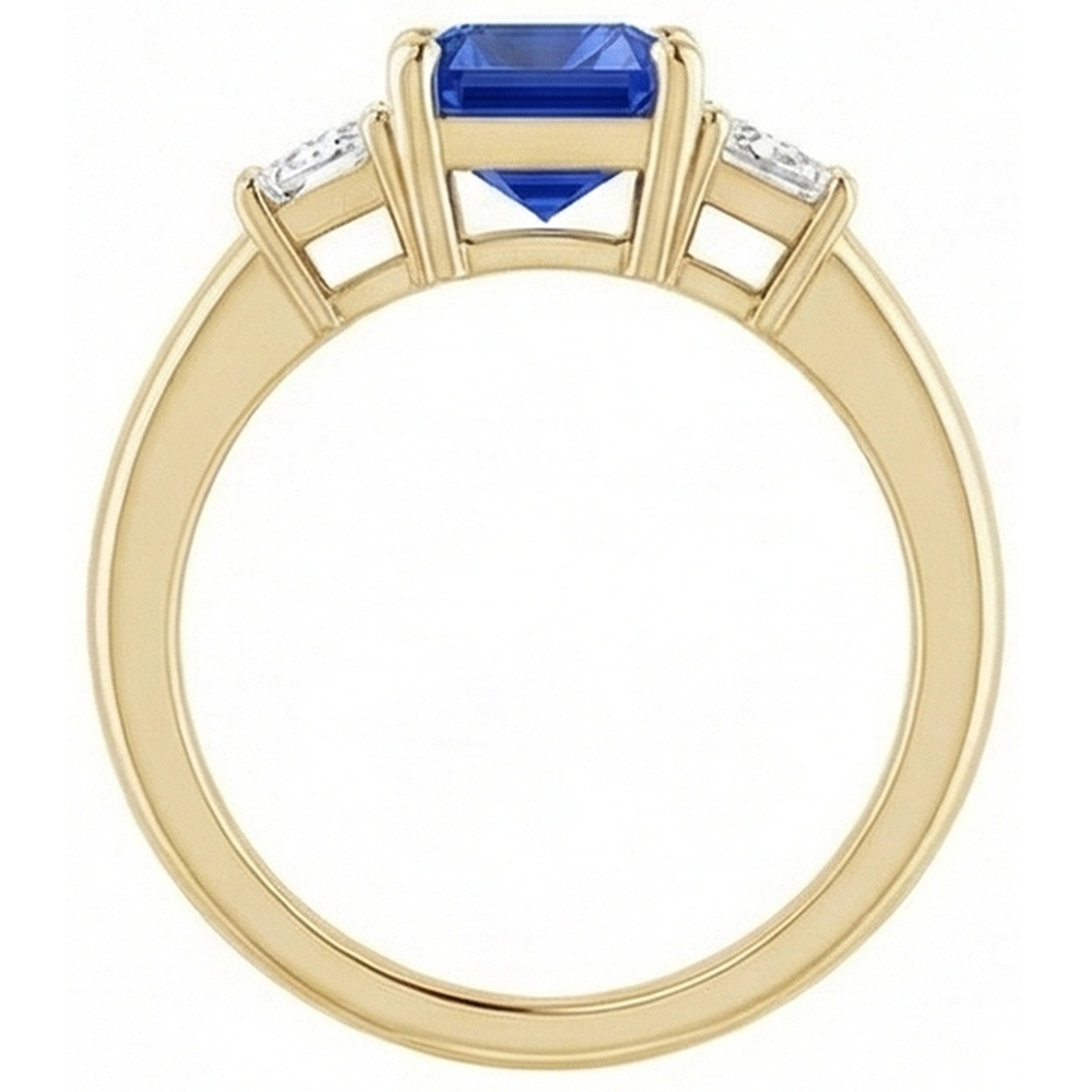 natural radiant sapphire 3ct ring profile view
