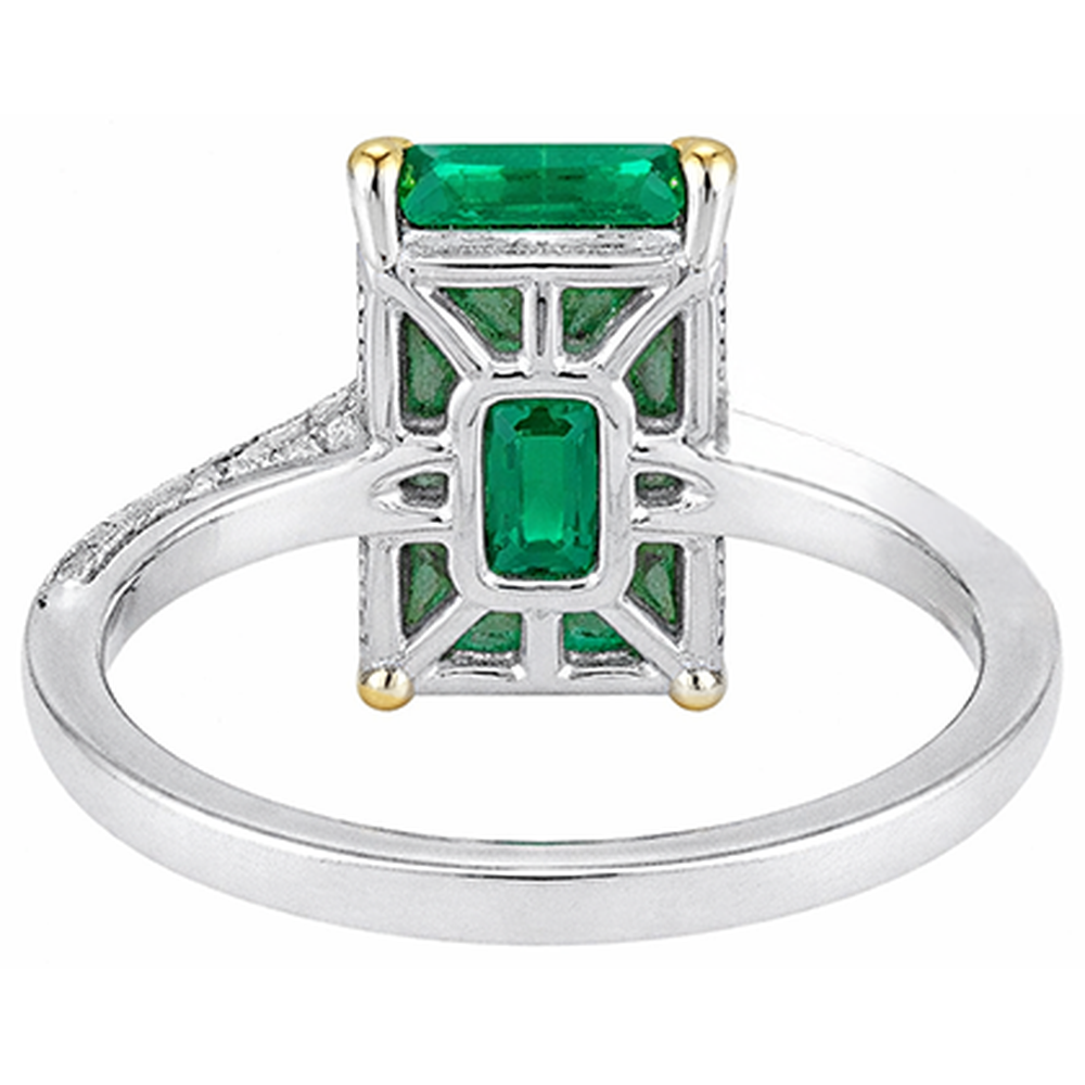 Precious Stone Ring 14K Two Tone Gold with Emerald – profile view