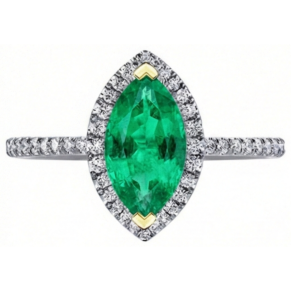Colombian Emerald Gemstone Ring 2.50-ct 14K Two Tone Gold – angle view