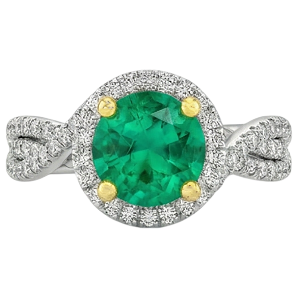 Emerald Precious Stone Ring 2.50-ct Two-Tone 14K Gold – side view