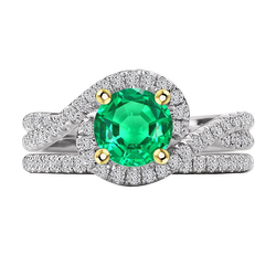 Authentic Emerald Precious Stone Ring 2.50 ct – Two-Tone 14K Gold