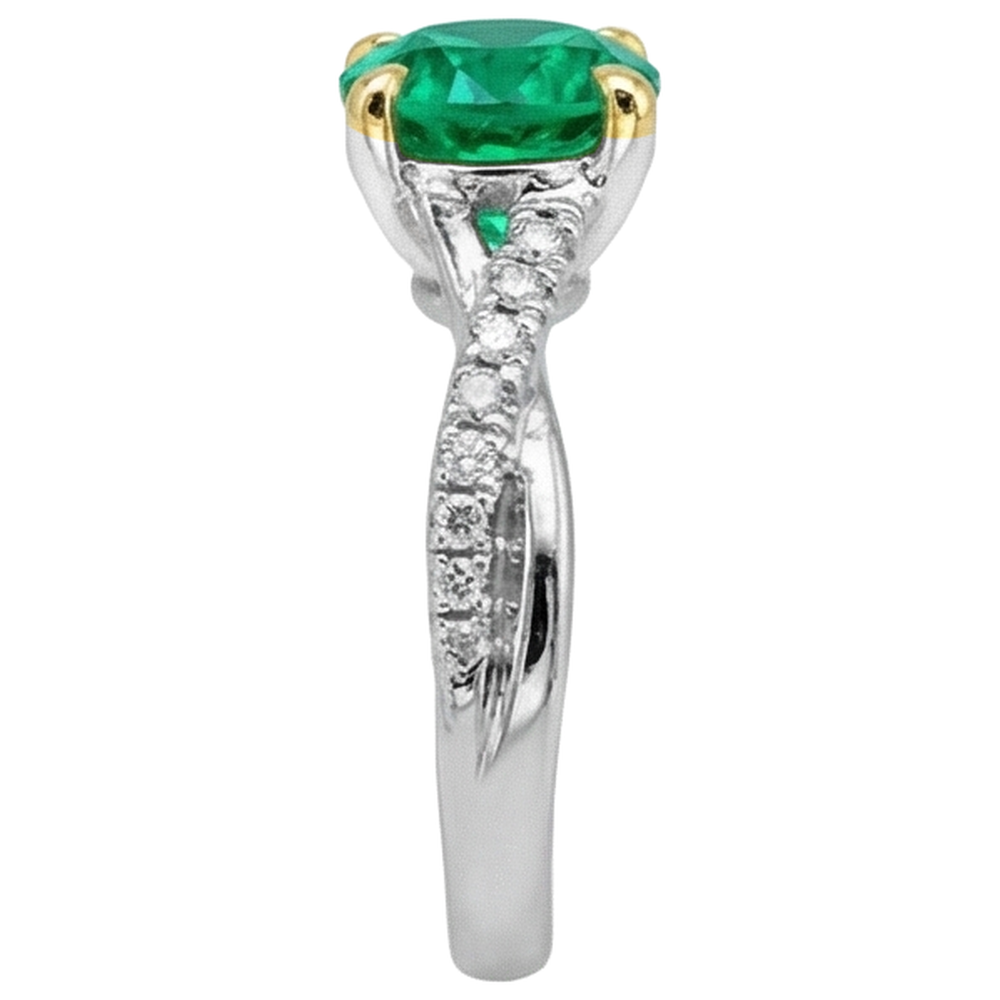 Elegant Colombian Emerald Colored Stone Ring 2 ct – profile view