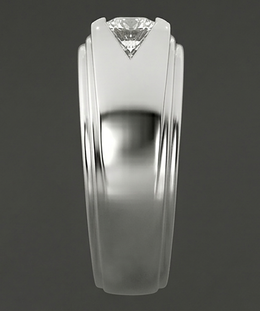 Trendy Mens Ring Real Round Natural Earth Mined Diamond ( Not Lab Grown ) Solitaire