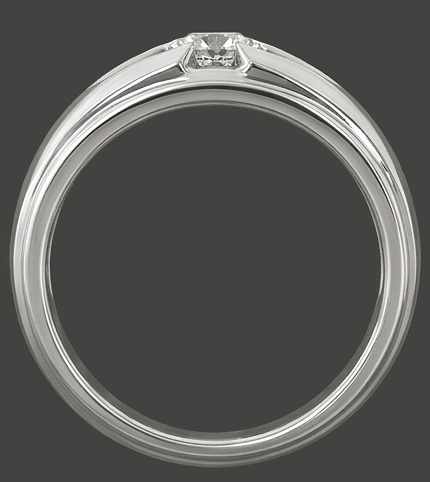 Trendy Mens Ring Real Round Natural Earth Mined Diamond ( Not Lab Grown ) Solitaire
