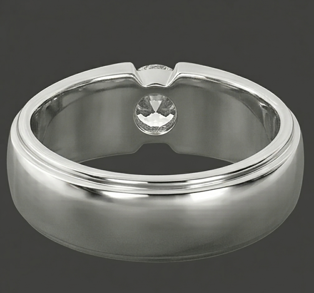 Trendy Mens Ring Real Round Natural Earth Mined Diamond ( Not Lab Grown ) Solitaire