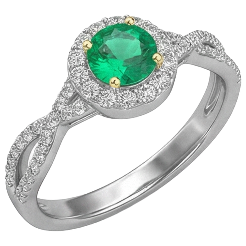 Premium Colombian Emerald Precious Stone Ring 1 ct – front view