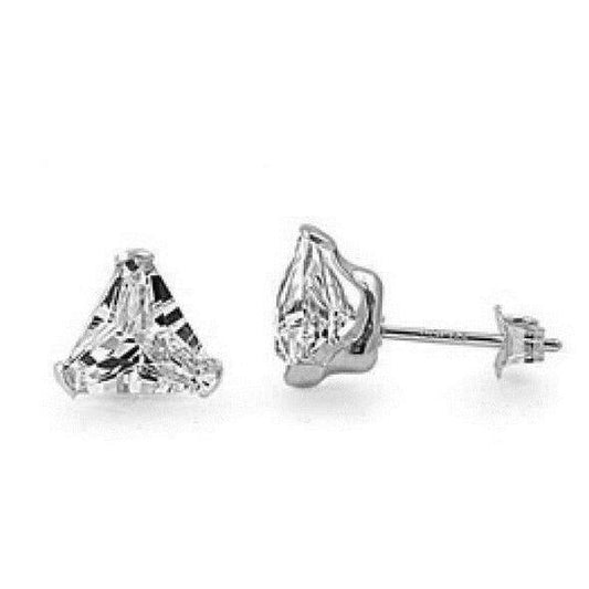Triangle Cut Sparkling 2Ct Real Diamonds Lady Studs Earring 14K White Gold