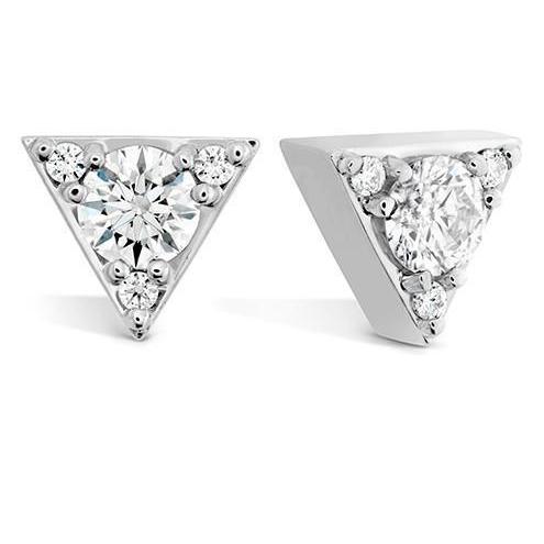 Triangle Shape Studs Earrings 1.80 Carats Sparkling Real Diamonds WG 14K