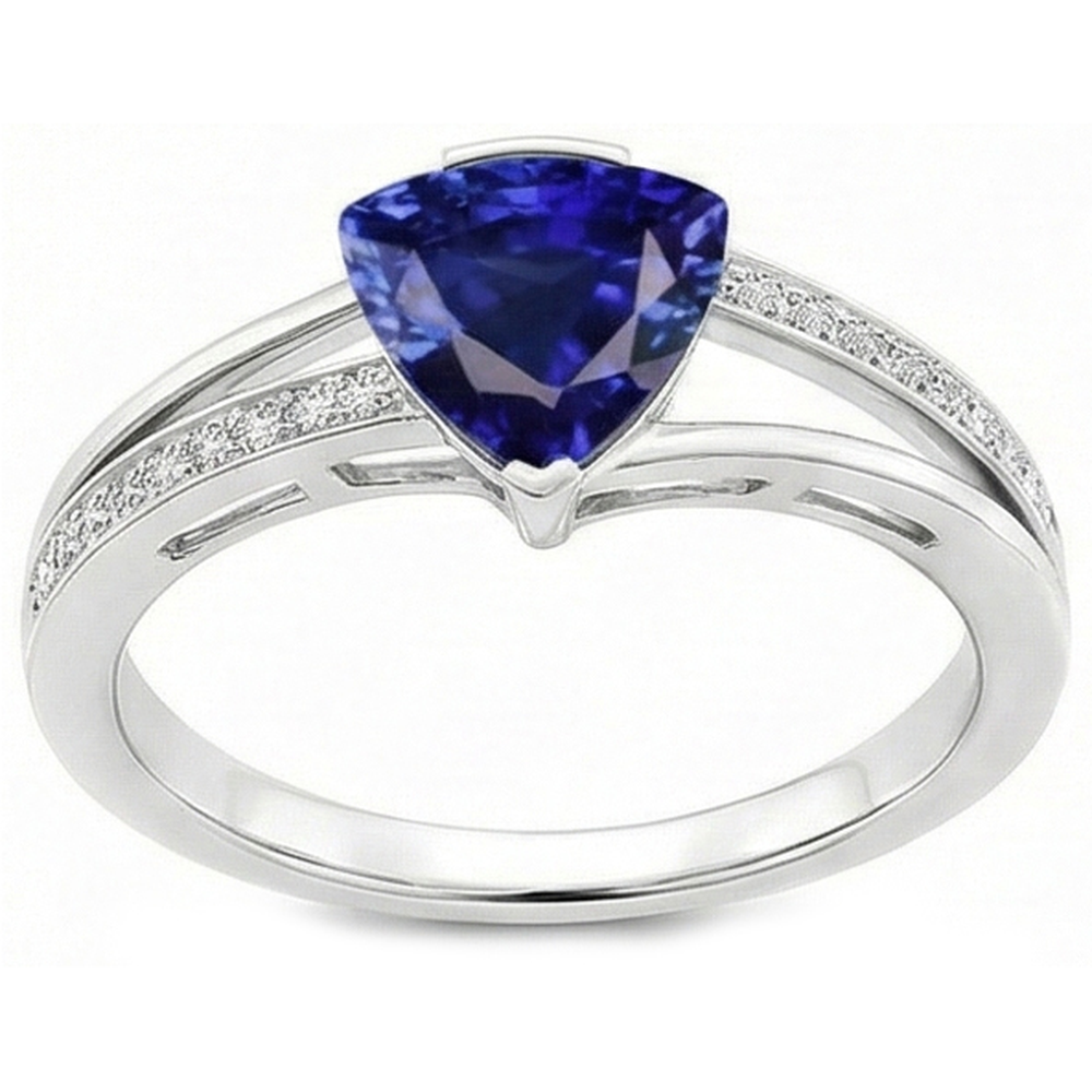 Trilliant Cut Sapphire Jewelry Natural Earth Mined Diamond ( Not Lab Grown ) Ring
