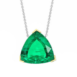 Emerald GIA-Certified Gemstone Pendant 3 ct in Two-Tone 14K Gold