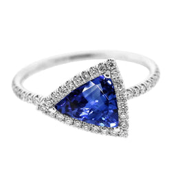 Trilliant Cut Sapphire Halo Ring