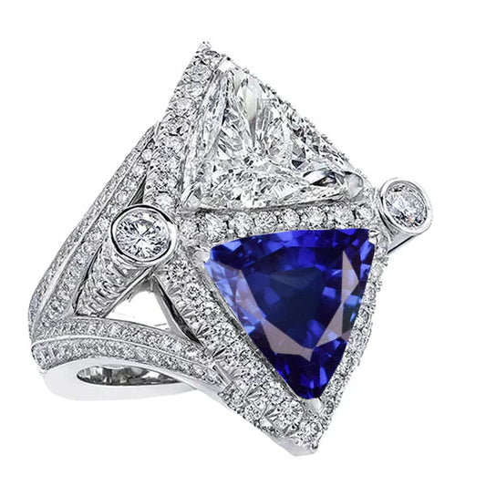 Trilliant IGI CERTIFIED Diamond Sapphire Cocktail Ring