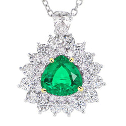 GIA-Certified Precious Stone Pendant – Emerald 3 ct 14 Karat Two