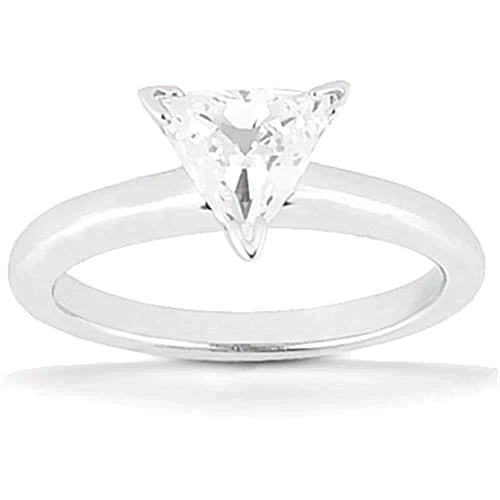 Trilliant Real Diamond Gold Solitaire Ring