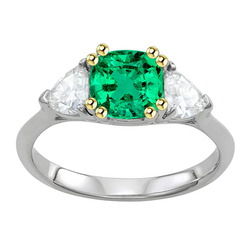 Two-Tone 14K Gold GIA-Certified Emerald Precious Stone Ring 1 ct