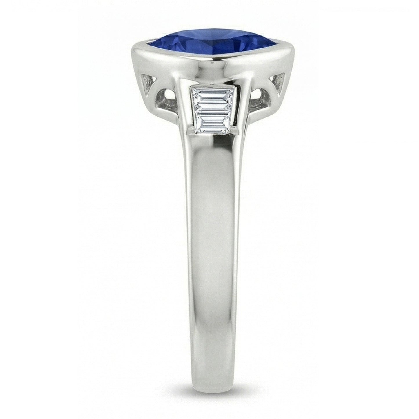 Trillion Ceylon Blue Sapphire Natural Earth Mined Diamond ( Not Lab Grown ) s Engagement Ring 1.26 Ct New