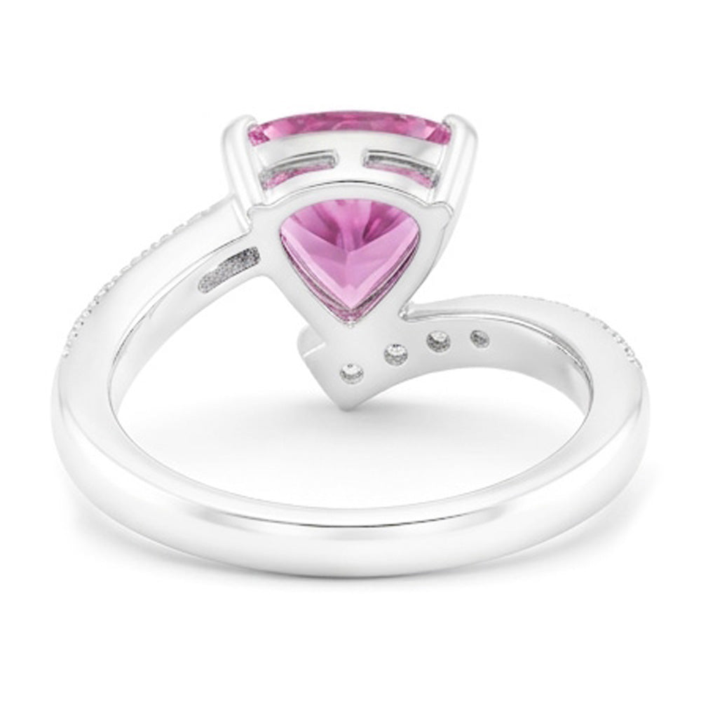Trillion Cut Pink Sapphire Natural Earth Mined Diamond ( Not Lab Grown ) Ring White Gold Jewelry 1.25 Ct