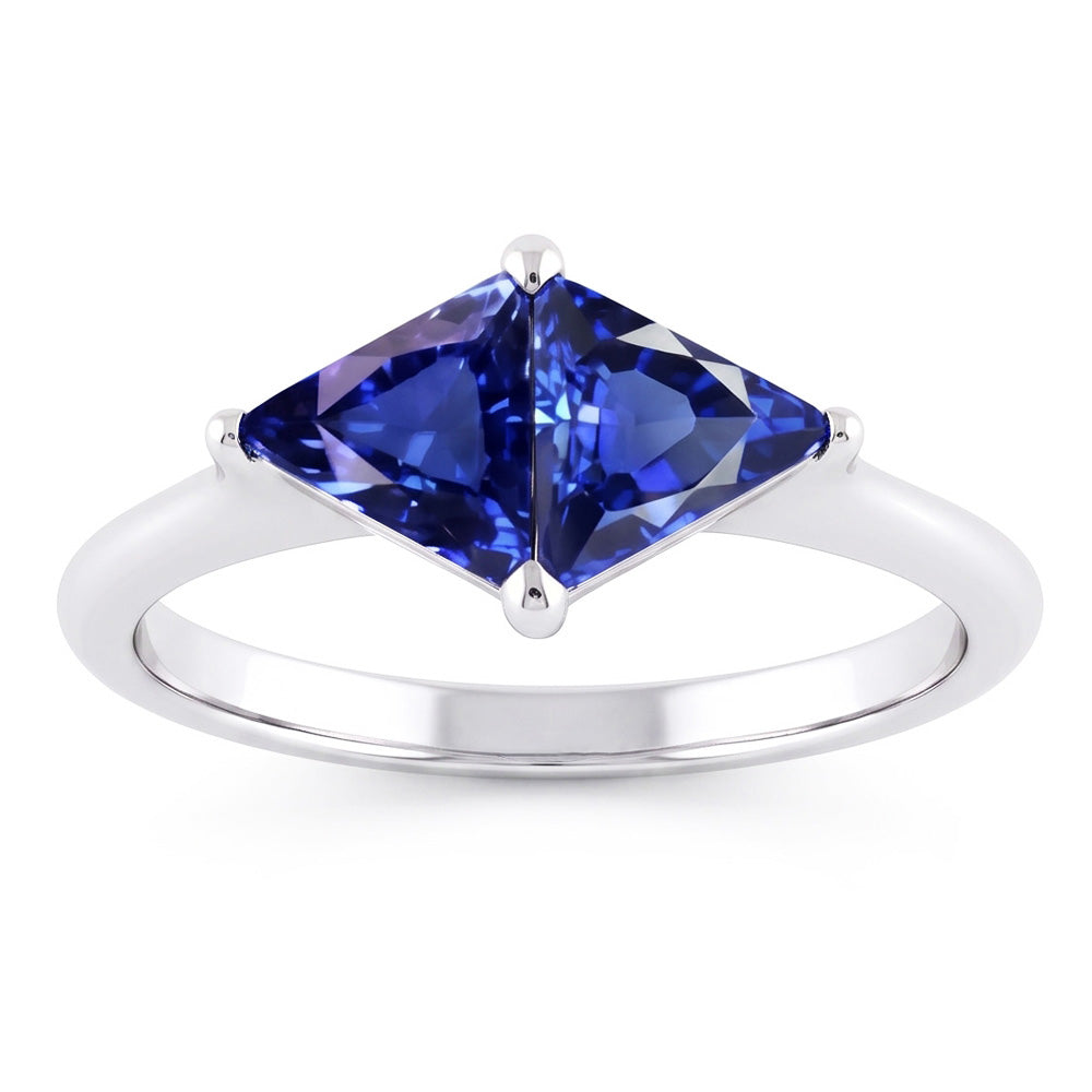 Trillion Cut Sapphire Gemstone Ring 2 Carats Ladies Jewelry Gold