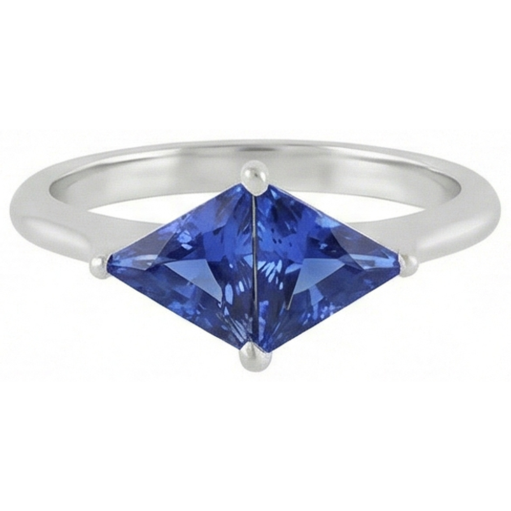 Trillion Cut Sapphire Gemstone Ring 2 Carats Ladies Jewelry Gold