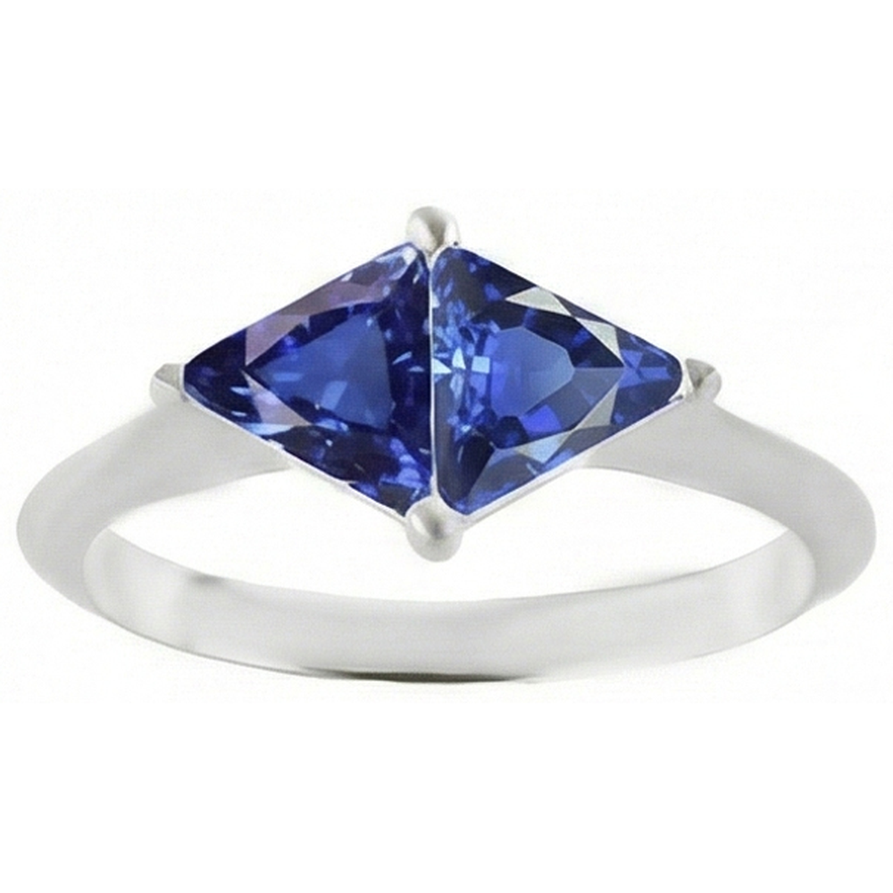Trillion Cut Sapphire Gemstone Ring 2 Carats Ladies Jewelry Gold