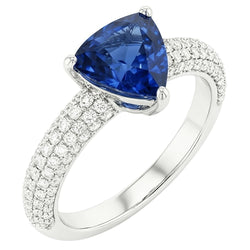 Natural Sapphire Ring 3ct - White Gold 14K