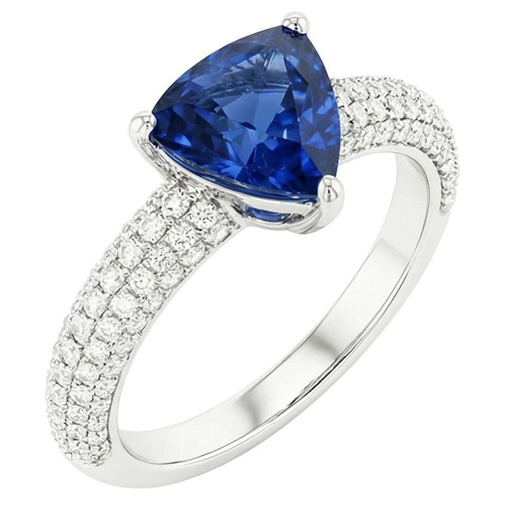 natural round sapphire 3ct ring front view