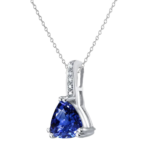 Trillion Gemstone & Diamond Pendant Double Prong Set