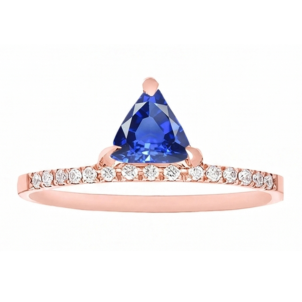 Trillion Gemstone Ring Prong Set Blue Sapphire 1.50 Carats Natural Earth Mined Diamond ( Not Lab Grown )s