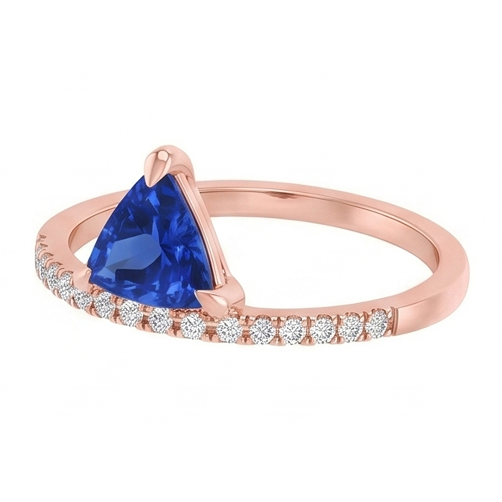 Trillion Gemstone Ring Prong Set Blue Sapphire 1.50 Carats Natural Earth Mined Diamond ( Not Lab Grown )s