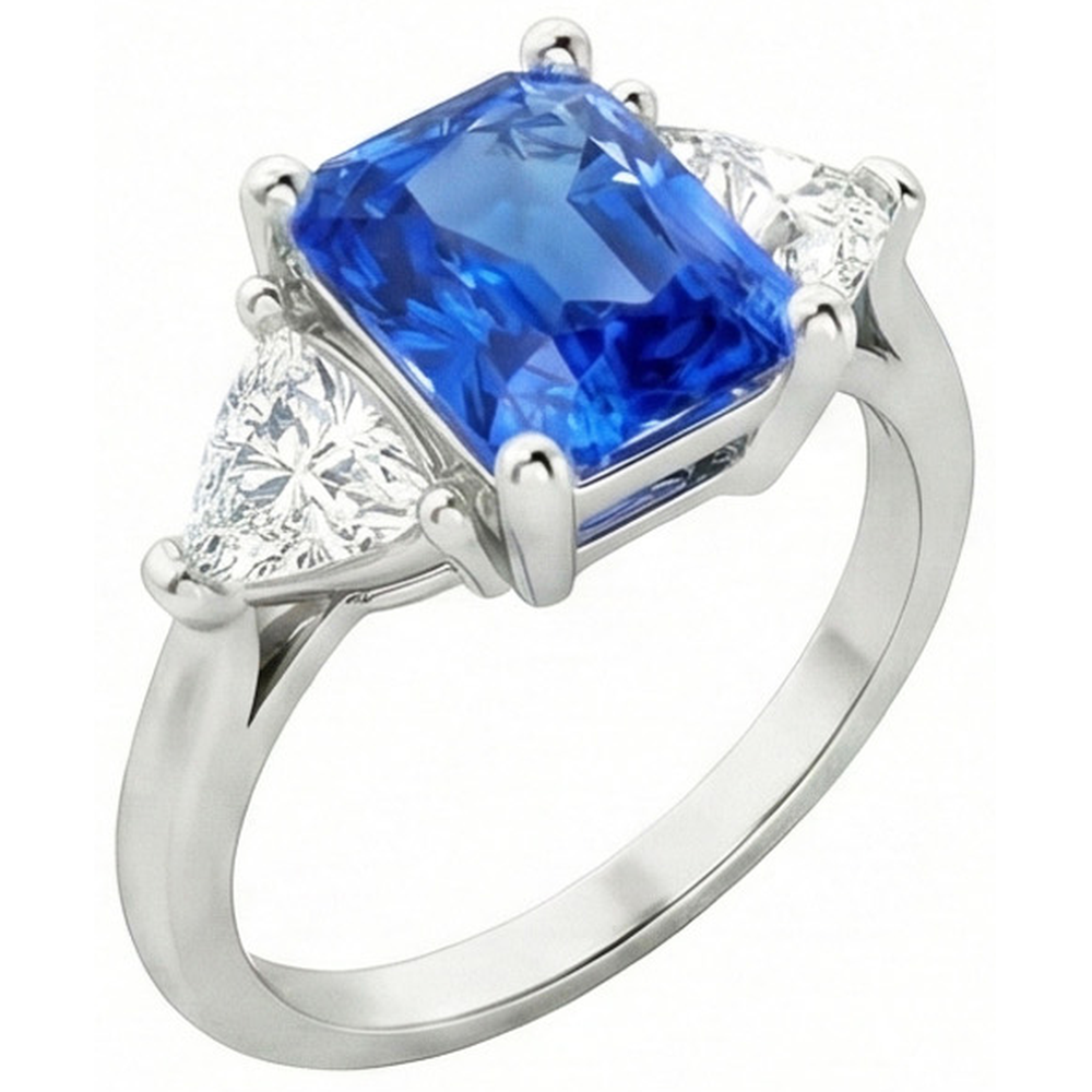 natural radiant sapphire 2.50ct ring front view