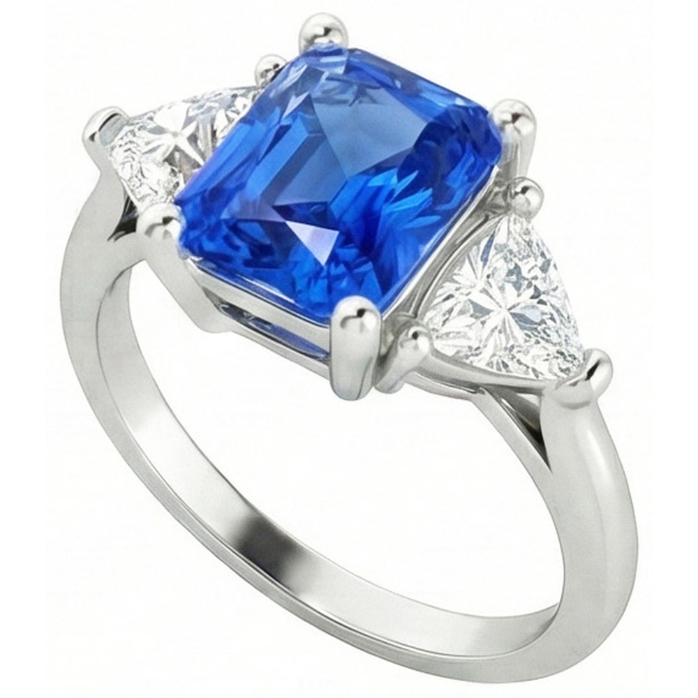 natural radiant sapphire 2.50ct ring close up detail