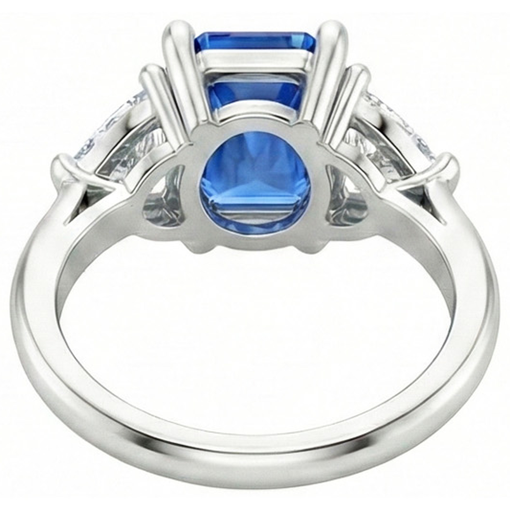 natural radiant sapphire 2.50ct ring profile view