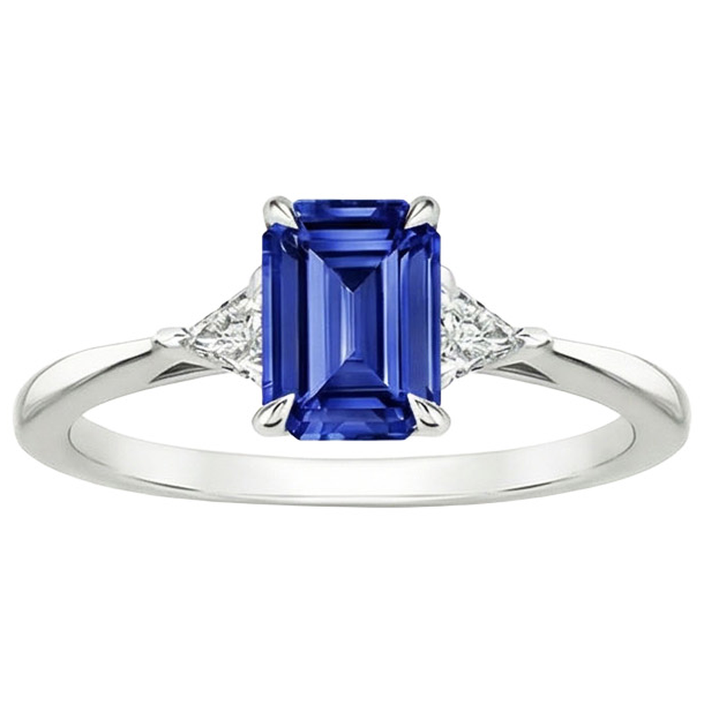 natural emerald sapphire 3.25ct ring top view