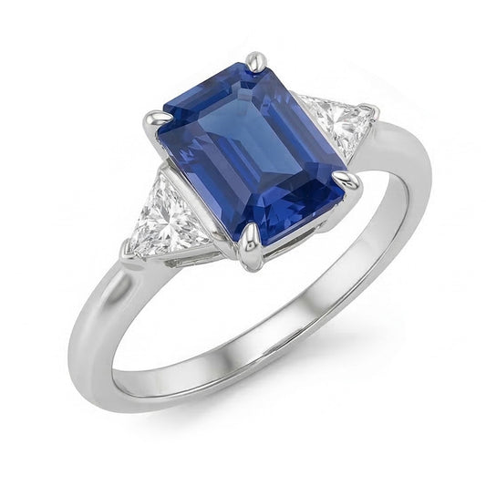 natural emerald sapphire 2.50ct ring front view