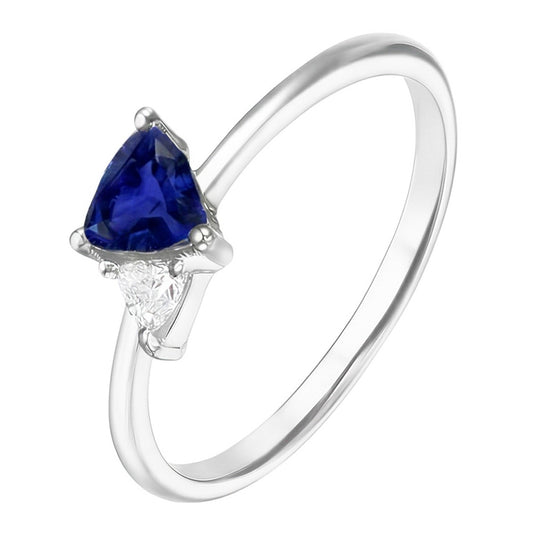 Trillion Sapphire & Natural Earth Mined Diamond ( Not Lab Grown ) Ring 1.25 Carats Women’s Jewelry
