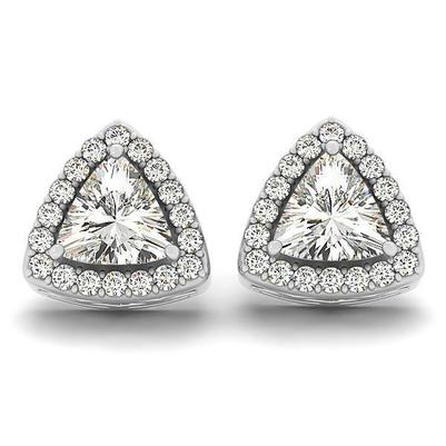 Trillion And Round Cut Gorgeous 4.70 Ct Genuine Diamonds Studs Halo Earring