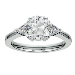 Trillion & Cushion Three Stone Ring Old Mine Cut Real Natural Earth Mined Diamonds 5.75 Carats