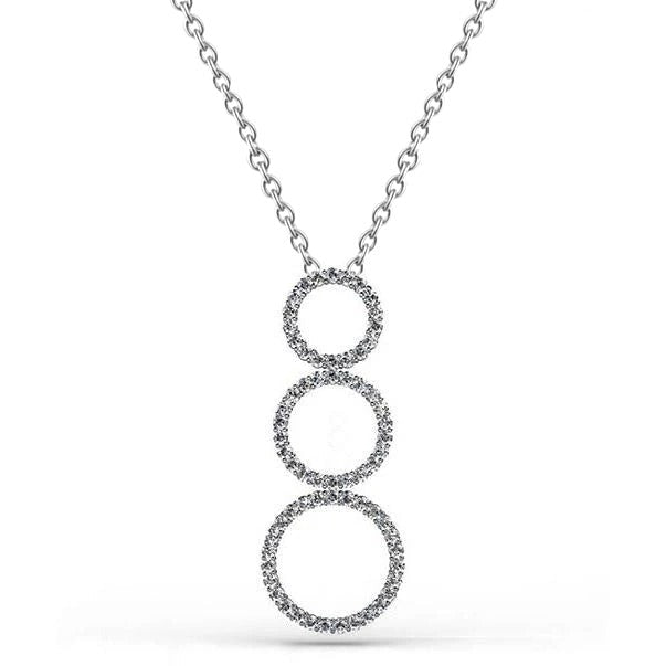 Triple 8 Ct Genuine Round Cut Diamonds Circle Pendant Necklace White Gold 14K