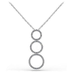 Triple 8 Ct Round Cut Real Diamonds Circle Pendant Necklace White Gold 14K