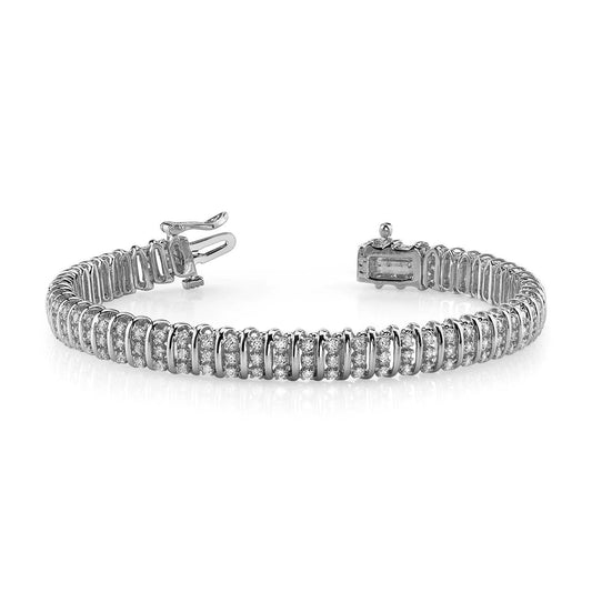 Triple Illusion 8.10 Carats Round Real Diamonds Bracelet White Gold 14K