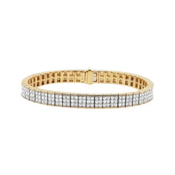 Triple Row 8.10 Ct Round Cut Lab Grown Diamond Tennis Bracelet Yellow Gold